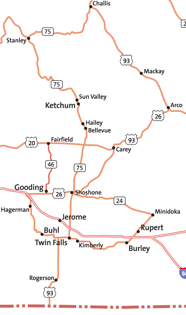 Magic Valley Area Map