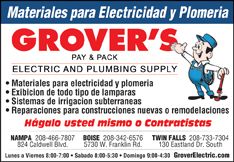 Grover's Pay & Pack Electric and Plumbing Supply